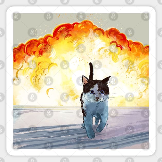 Cool Cats don't look at explosions Sticker by Catwheezie